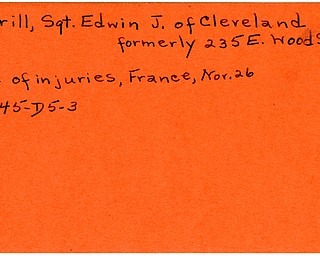 World War II, Vindicator, Edwin J. Merrill, Cleveland, City, died of injuries, killed, France, 1945