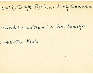 World War II, Vindicator, Richard Metcalf, Conneaut, wounded, South Pacific, 1945, Mahoning, Trumbull