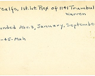 World War II, Vindicator, Rex Metcalfe, Warren, wounded, 1945, Mahoning