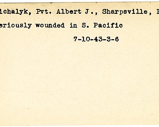 World War II, Vindicator, Albert J. Michalyk, Sharpsville, Pennsylvania, wounded, South Pacific, Pacific, 1943