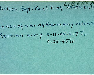 World War II, Vindicator, Paul P. Michelson, Ashtabula, prisoner, Germany, liberated, released by Russian Army, 1945, Trumbull