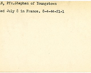 World War II, Vindicator, Stephen Mihlan, Youngstown, wounded, France, 1944
