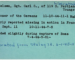 World War II, Vindicator, Carl S. Mikkelsen, Youngstown, prisoner, Germans, Germany, 1944, missing, France, wounded, Rome, liberated, Stalag, 1945, Mahoning, Trumbull