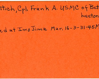 World War II, Vindicator, Frank A. Milcitich, Leetonia, killed, Iwo Jima, 1945, Mahoning