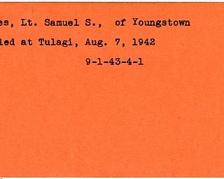 World War II, Vindicator, Samuel S. Miles, Youngstown, killed, Tulagi, 1942, 1943