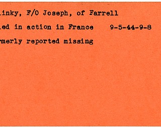 World War II, Vindicator, Joseph Milinky, Farrell, missing, killed, France, 1944