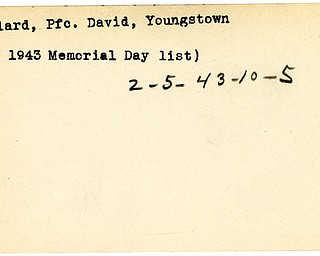 World War II, Vindicator, David Millard, Youngstown, 1943, Memorial Day