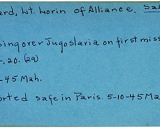 World War II, Vindicator, Lorin Millard, Alliance, missing, Jugoslavia, Yugoslavia, safe, Paris, 1945, Mahoning