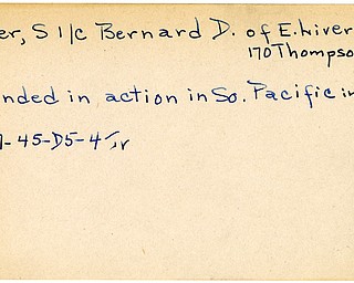 World War II, Vindicator, Bernard D. Miller, East Liverpool, wounded, South Pacific, 1945, Trumbull