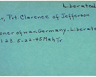 World War II, Vindicator, Clarence Miller, Jefferson, prisoner, Germany, liberated, 1945, Mahoning, Trumbull