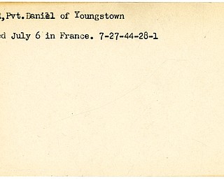 World War II, Vindicator, Daniel Miller, Youngstown, wounded, France, 1944
