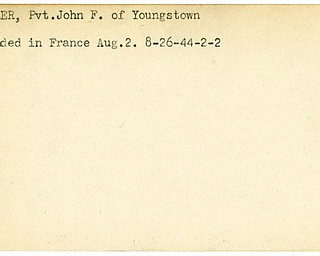 World War II, Vindicator, John F. Miller, Youngstown, wounded, France, 1944