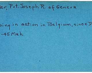 World War II, Vindicator, Joseph R. Miller, Geneva, missing, Belgium, 1945, Mahoning