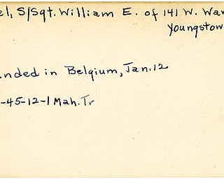 World War II, Vindicator, William E. Nagel, Youngstown, wounded, Belgium, 1945, Mahoning, Trumbull