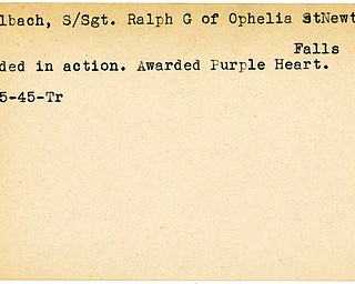 World War II, Vindicator, Ralph G. Nalbach, Newton Falls, wounded, Award, Purple Heart, 1945, Trumbull