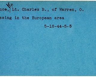 World War II, Vindicator, Charles B. Nance, Warren, Ohio, missing, Europe, 1944
