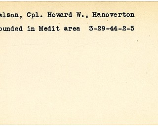 World War II, Vindicator, Howard W. Nelson, Hanoverton, wounded, Mediterranean, 1944