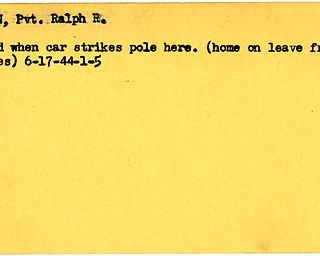 World War II, Vindicator, Ralph R. Nelson, killed, car accident, home on leave, 1944