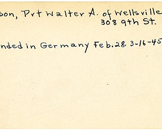 World War II, Vindicator, Walter A. Nelson, Wellsville, wounded, Germany, 1945, Mahoning, Trumbull