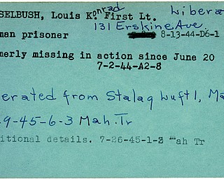 World War II, Vindicator, Louis Konrad Nesselbush, liberated, German, Germany, prisoner, missing, 1944, Stalag Luft 1, 1945, Mahoning, Trumbull
