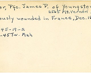 World War II, Vindicator, James P. Nestor, Youngstown, wounded, France, 1945, Mahoning, Trumbull