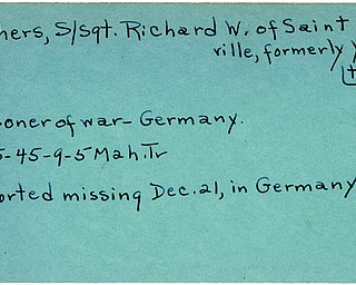 World War II, Vindicator, Richard W. Nethers, Saint Louisville, Youngstown, prisoner, Germany, missing, 1945, Mahoning, Trumbull