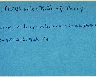 World War II, Vindicator, Charles R. Neu Jr., Perry, missing, Luxembourg, 1945, Mahoning, Trumbull