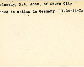 World War II, Vindicator, John Nevodnechy, Grove City, wounded, Germany, 1944, Trumbull