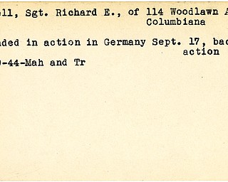 World War II, Vindicator, Richard E. Newell, Columbiana, wounded, Germany, 1944, Mahoning, Trumbull