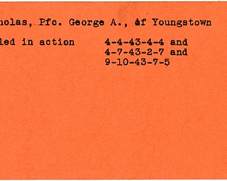 World War II, Vindicator, George A. Nicholas, Youngstown, killed, 1943