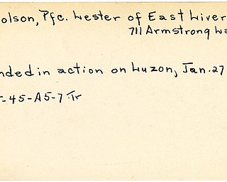 World War II, Vindicator, Lester Nicholson, East Liverpool, wounded, Luzon, 1945, Trumbull