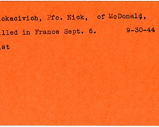 World War II, Vindicator, Nick Nickacivich, McDonald, killed, France, 1944