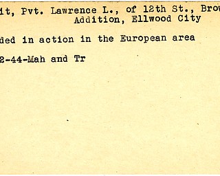 World War II, Vindicator, Lawrence L. Noblit, Ellwood City, wounded, Europe, 1944, Mahoning, Trumbull