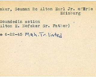 World War II, Vindicator, Alton Earl Nofsker Jr., Edinburg, wounded, 1945, Mahoning, Trumbull, Alton E. Nofsker Sr.
