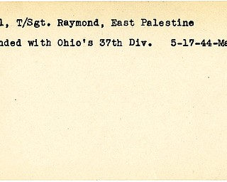 World War II, Vindicator, Raymond Noll, East Palestine, wounded, Ohio's 37th Division, 1944, Mahoning