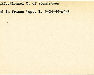 World War II, Vindicator, Michael O. Noufr, Youngstown, wounded, France, 1944