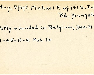 World War II, Vindicator, Michael P. Novotny, Youngstown, wounded, Belgium, 1945, Mahoning, Trumbull