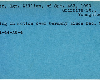 World War II, Vindicator, William Nusser, Youngstown, missing, Germany, 1944