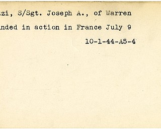 World War II, Vindicator, Joseph A. Nuzzi, Warren, wounded, France, 1944