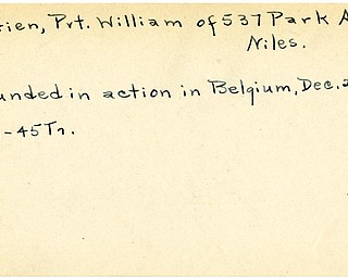 World War II, Vindicator, William O'Brien, Niles, wounded, Belgium, 1945, Trumbull