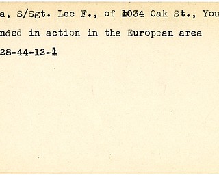 World War II, Vindicator, Lee F. Odea, Youngstown, wounded, Europe, 1944