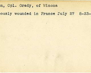 World War II, Vindicator, Grady Odom, Winona, wounded, France, 1944, Mahoning