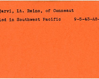 World War II, Vindicator, Reino Ojajarvi, Conneaut, killed, Southwest Pacific, 1943