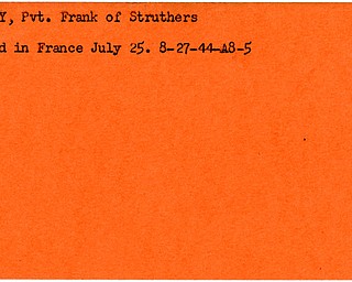 World War II, Vindicator, Frank Ondray, Struthers, killed, France, 1944