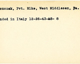 World War II, Vindicator, Mike Onyszczak, West Middlesex, Pennsylvania, wounded, Italy, 1943