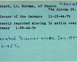 World War II, Vindicator, Norman Orchard, Sharon, missing, Germany, prisoner, Germans, 1944, liberated, 1945, Trumbull