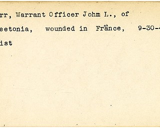 World War II, Vindicator, John L. Orr, Leetonia, wounded, France, 1944