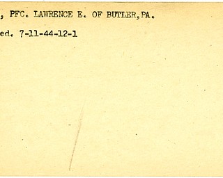 World War II, Vindicator, Lawrence E. Orris, Butler, Pennsylvania, wounded, 1944