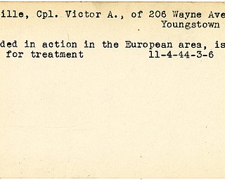 World War II, Vindicator, Victor A. Orville, Youngstown, wounded, Europe, 1944