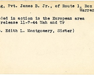 World War II, Vindicator, James B. Orwig Jr., Warren, wounded, Europe, 1944, Mahoning, Trumbull, Mrs. Edith L. Montgomery